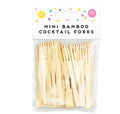 Wood Party Forks X 50 Bamboo Food Picks Two Prong Fruit Cocktail Forks Blunt End