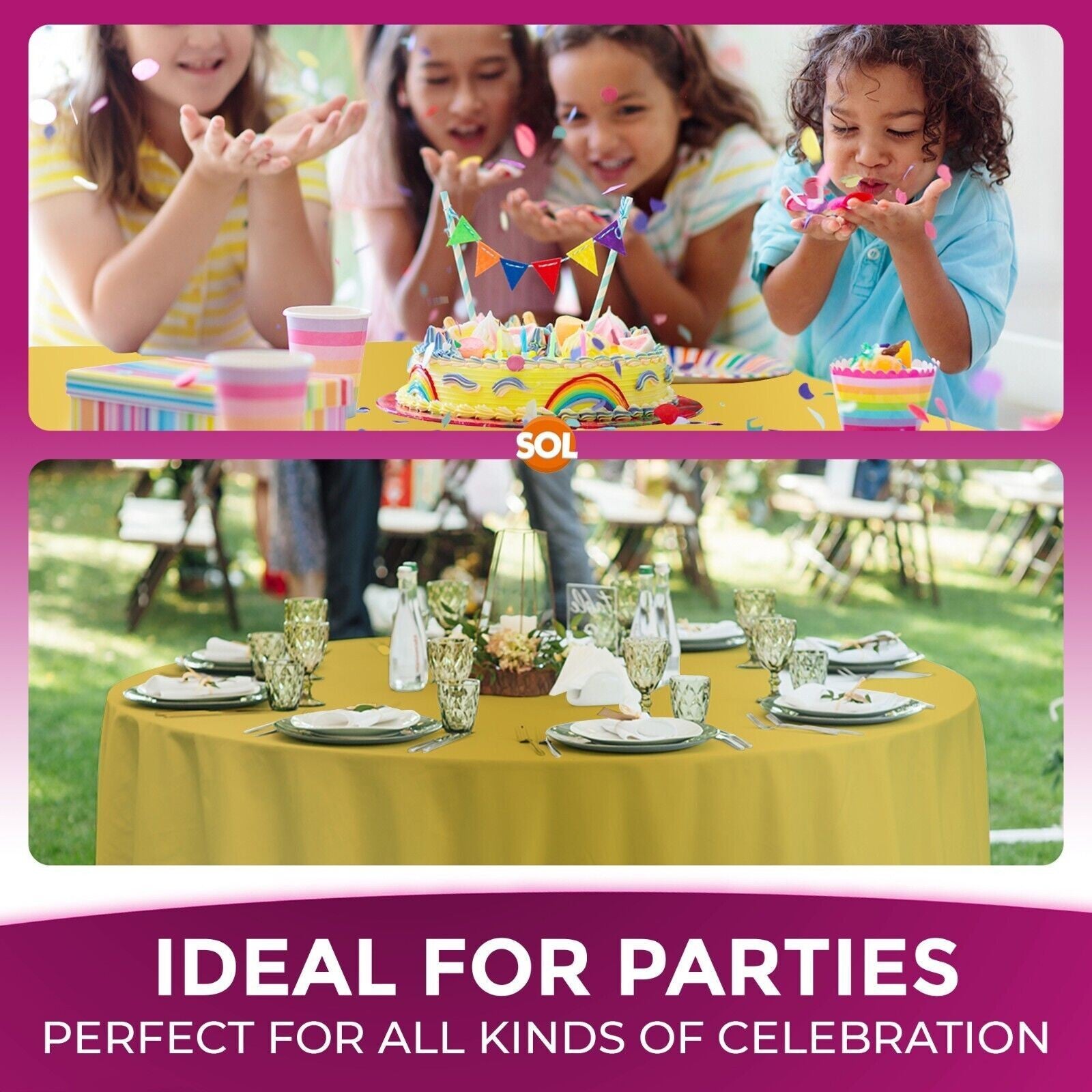 3-9 Plastic Table Covers round 1.4M Tablecloth Disposable Wipe Clean Party Cloth