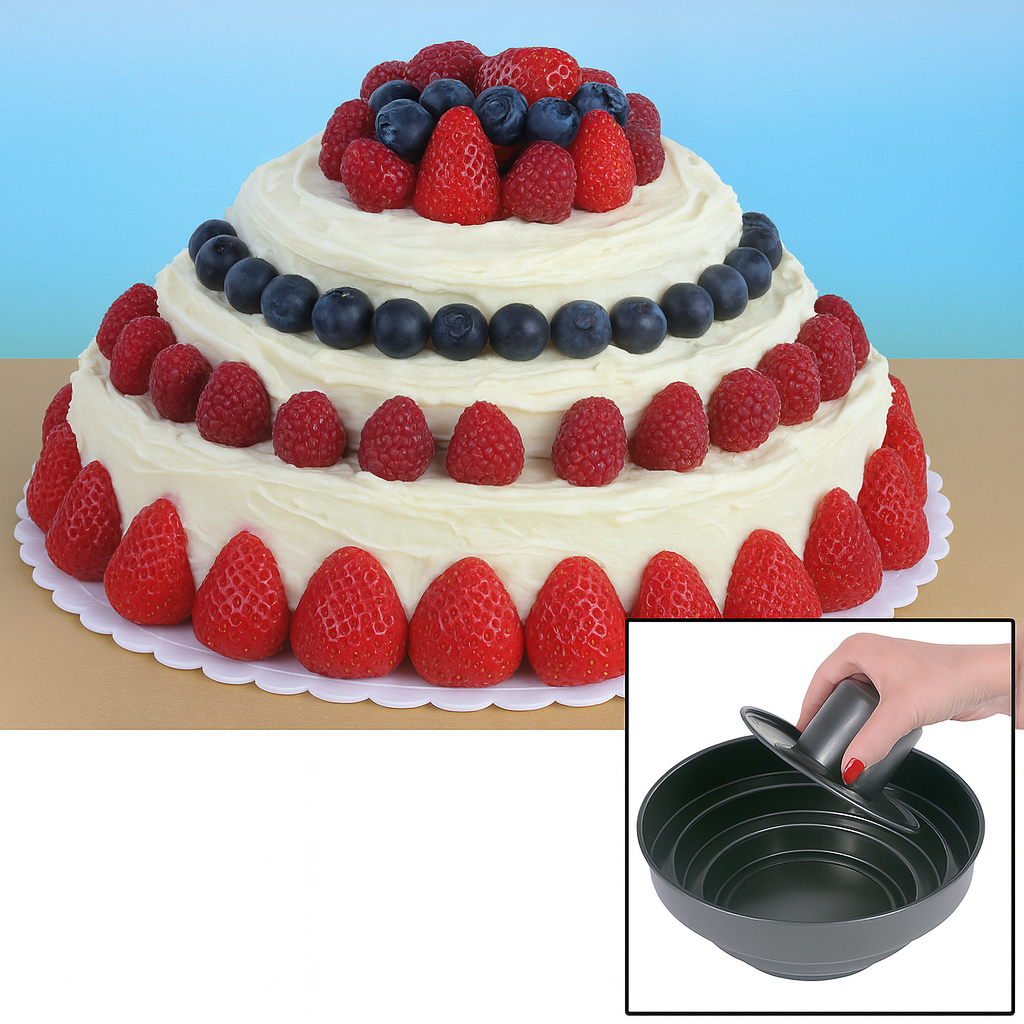 Tier Bake & Fill Cake Pan – Bake a Complete Multi-Tier Cake in One Tin