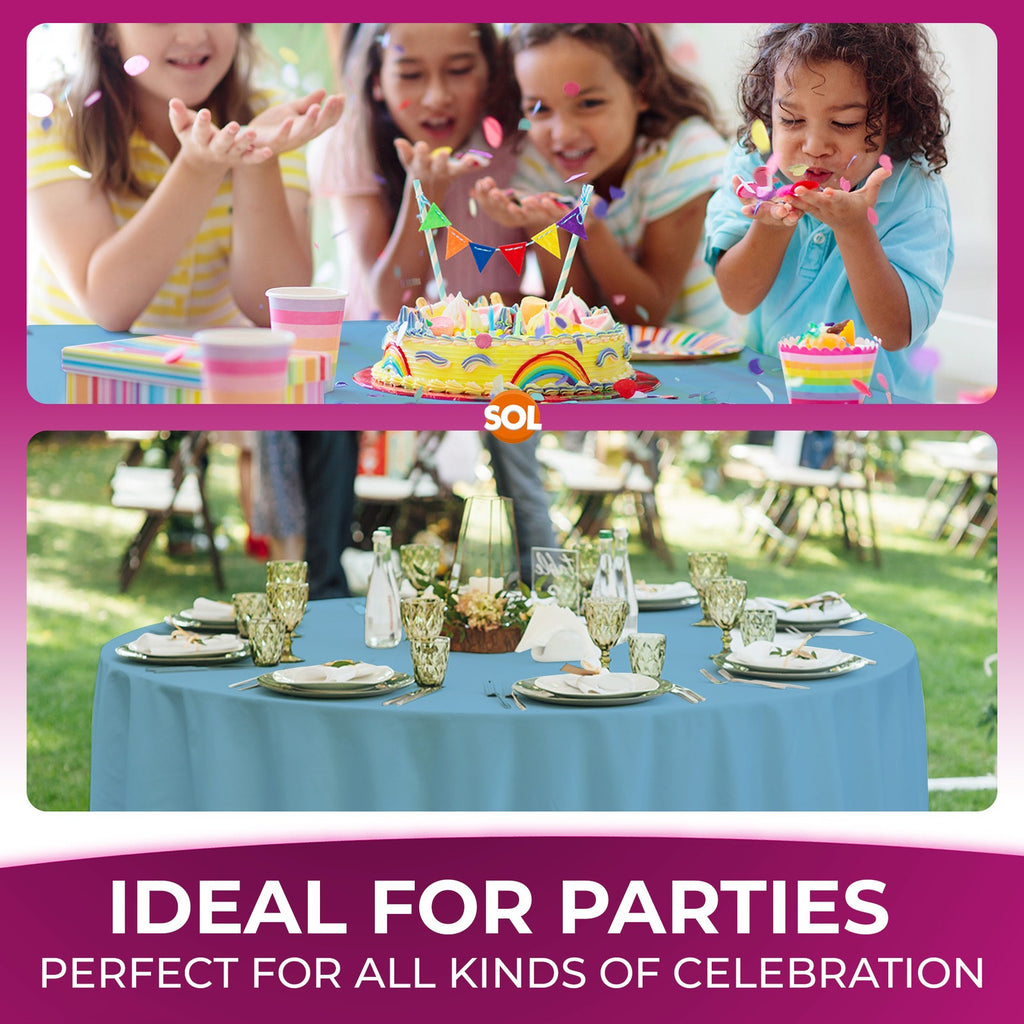 3-9 Plastic Table Covers round 1.4M Tablecloth Disposable Wipe Clean Party Cloth