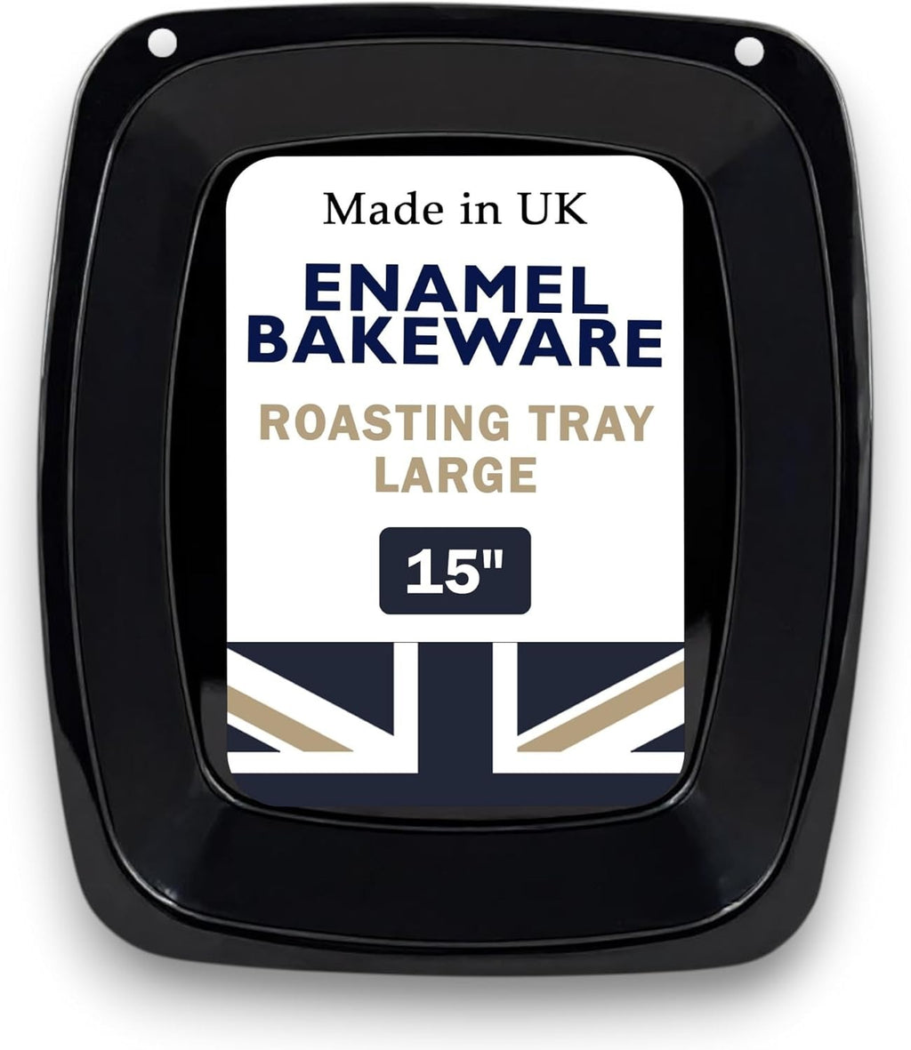 38Cm Extra Large Enamel Roasting Tray Turkey Tin UK Made Heavy Duty