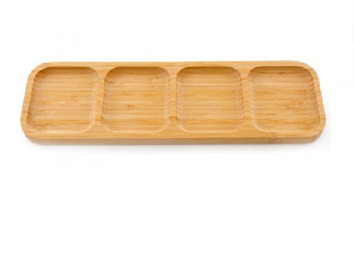 Bamboo Tea Fruit Holder Storage Section Plate Cup Saucer Tray Serving Wood Trays