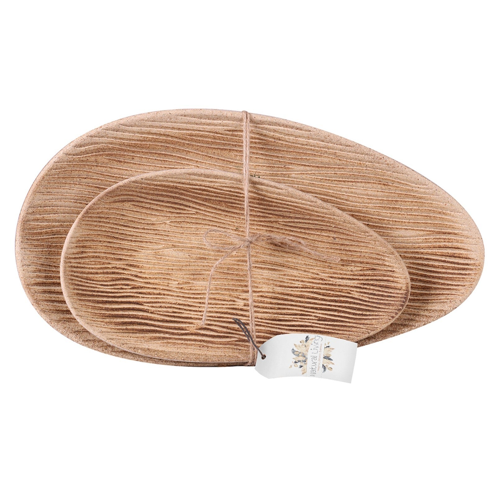 2 Wooden Oval Serving Trays Tea Food Candle Home Decorative Centrepiece Plates