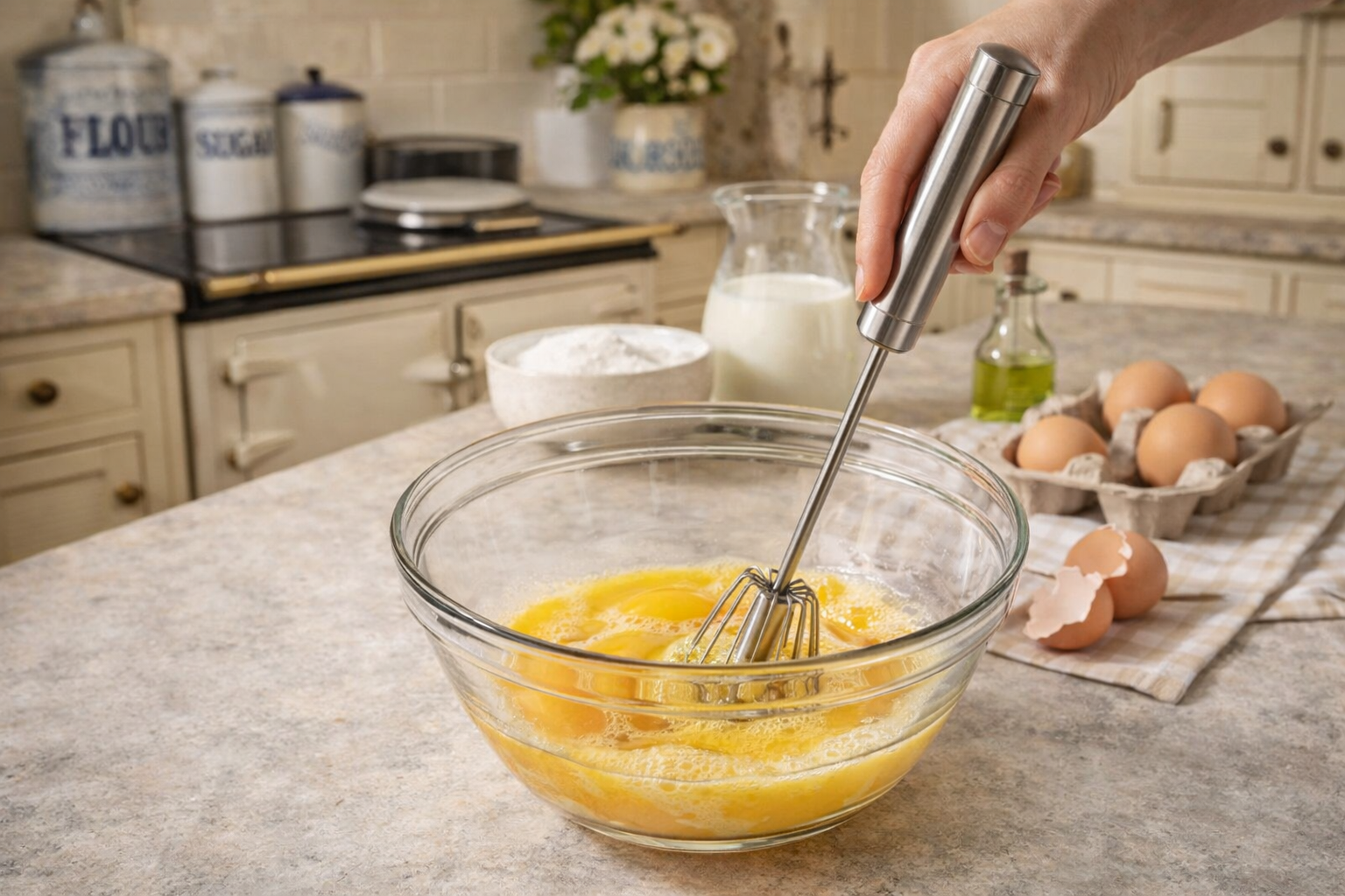 Whip & Whisk Set of 2 for Effortless Whipping, Blending & Frothing