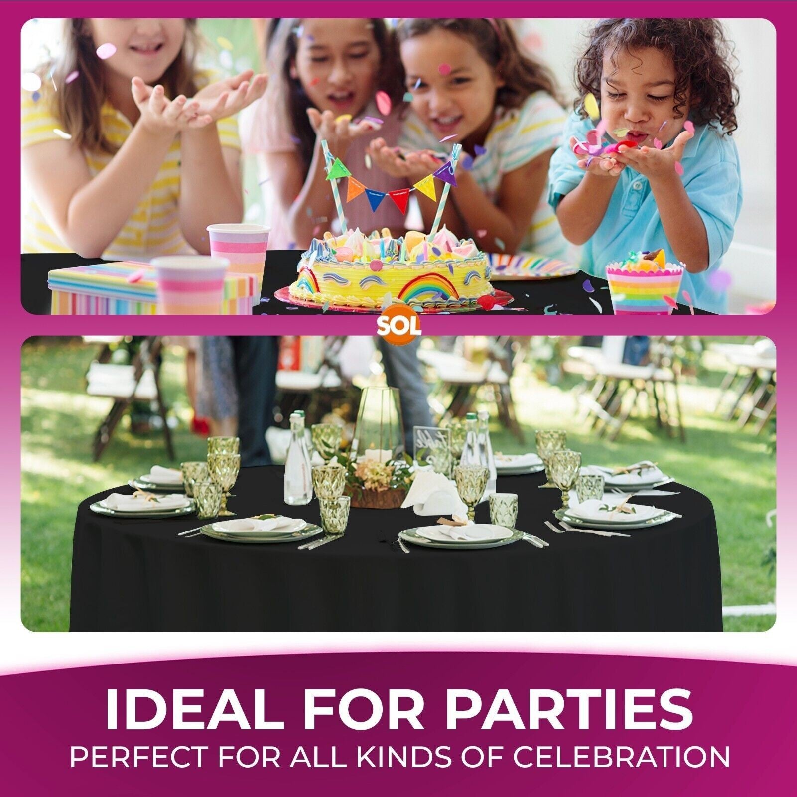 3-9 Plastic Table Covers round 1.4M Tablecloth Disposable Wipe Clean Party Cloth