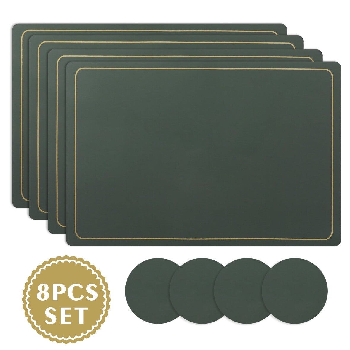 Placemats PU Leather Place Mats and Coasters Sets of 4 Waterproof Table Xmas