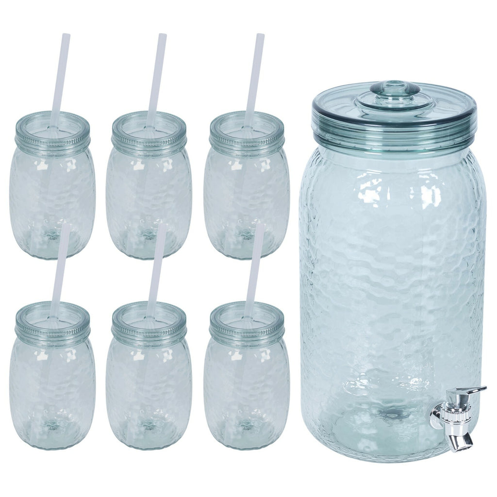 Large Clear 5 Litre Beverage Cocktail Drink Punch Dispenser Set 6 Drinking Cups
