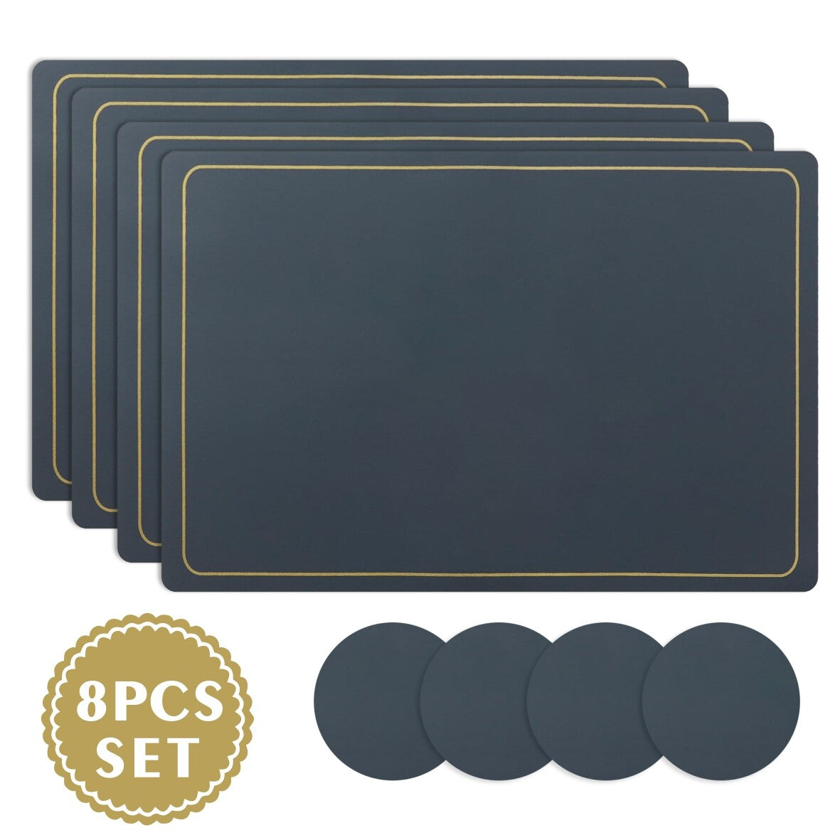 Placemats PU Leather Place Mats and Coasters Sets of 4 Waterproof Table Xmas
