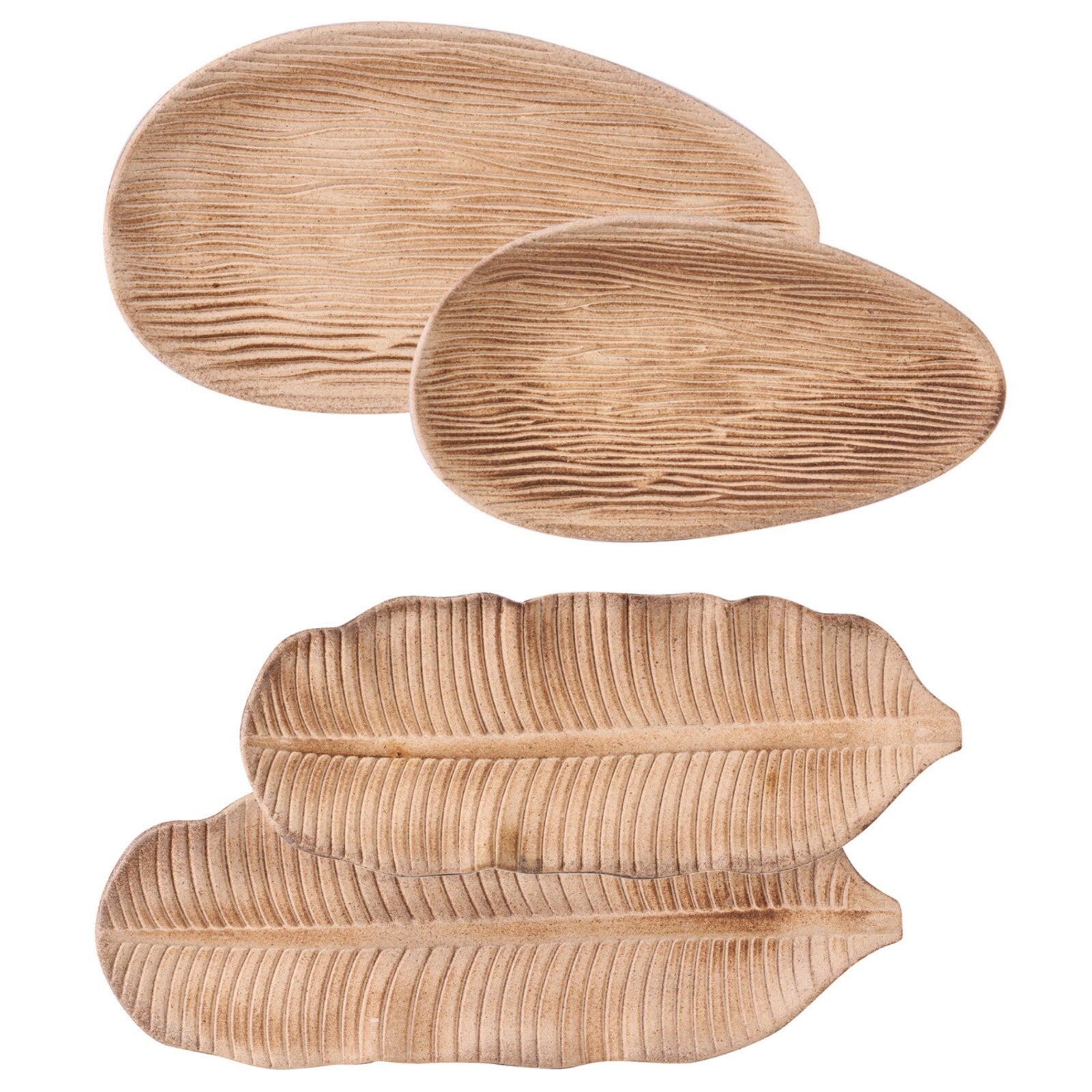 2 Wooden Oval Serving Trays Tea Food Candle Home Decorative Centrepiece Plates