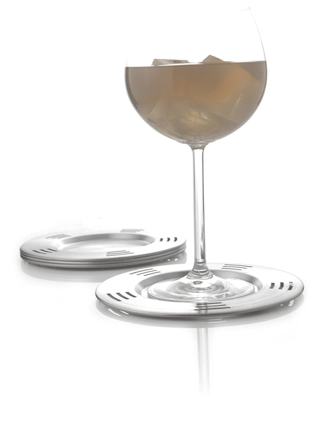 BRAND NEW - 4 round Stainless Steel Coaster Holder Placemat Modern NEW
