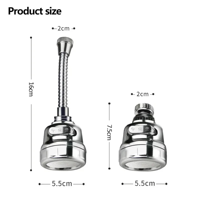 Adjustable 360 Degree Swivel Kitchen Faucet Aerator Water Saving Dual Mode Sprayer Filter Diffuser Connector