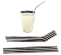 Metal Straws X 4 Steel Eco Reusable Polished Rose Drinking