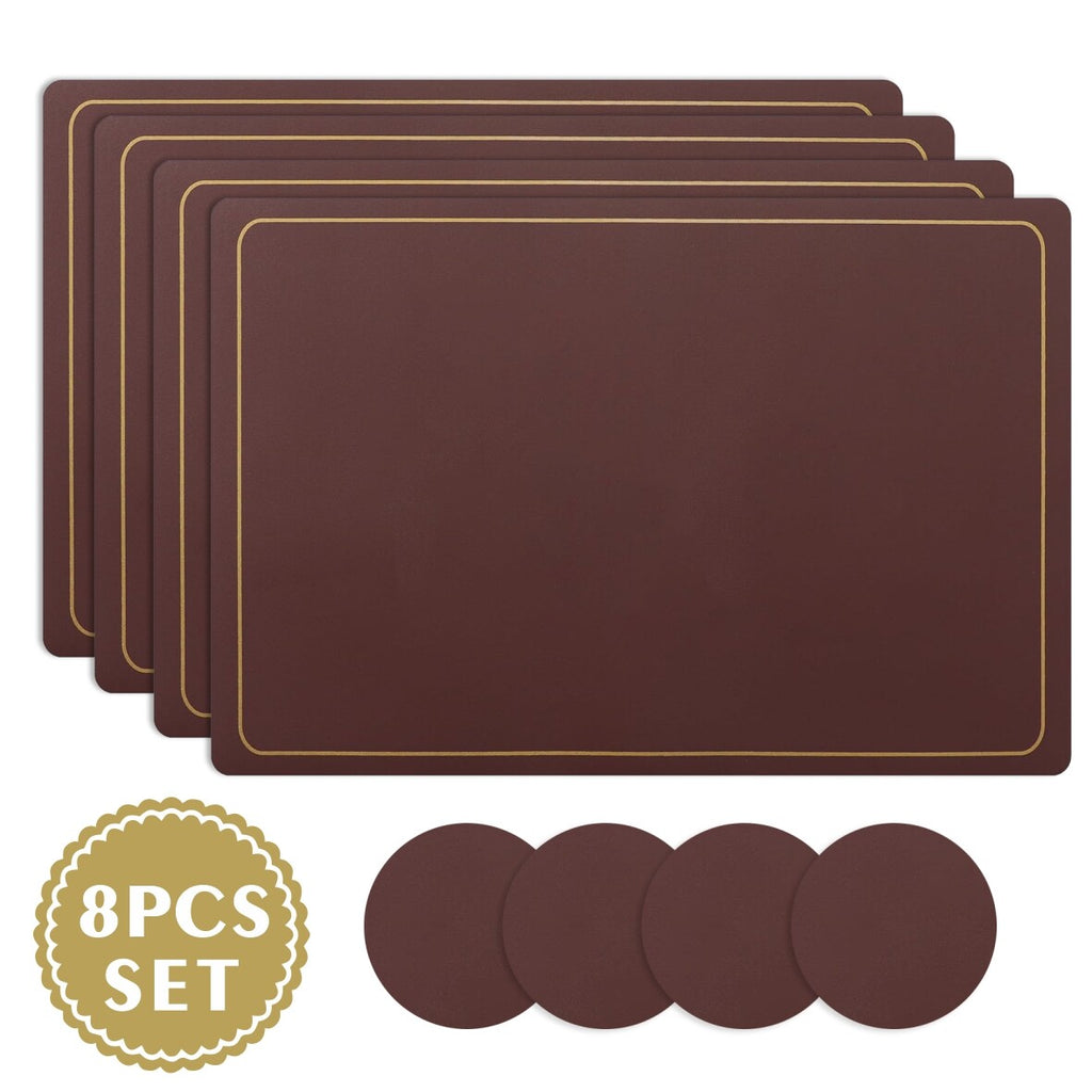 Placemats PU Leather Place Mats and Coasters Sets of 4 Waterproof Table Xmas