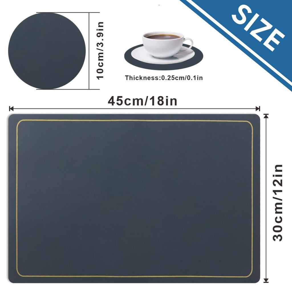 Placemats PU Leather Place Mats and Coasters Sets of 4 Waterproof Table Xmas
