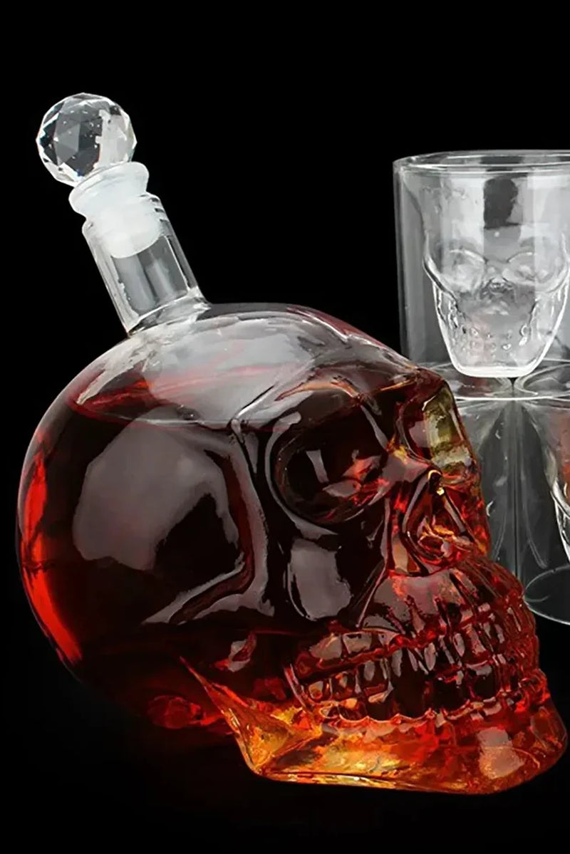 Crystal Skull Glass Bottle 350 Ml Whiskey Liquor Decanter Gift Carafe