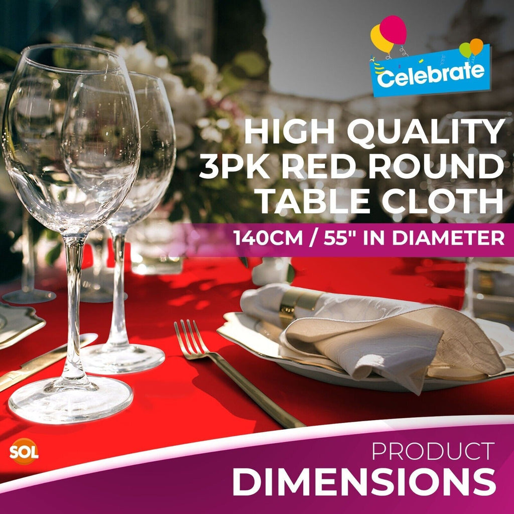 3-9 Plastic Table Covers round 1.4M Tablecloth Disposable Wipe Clean Party Cloth