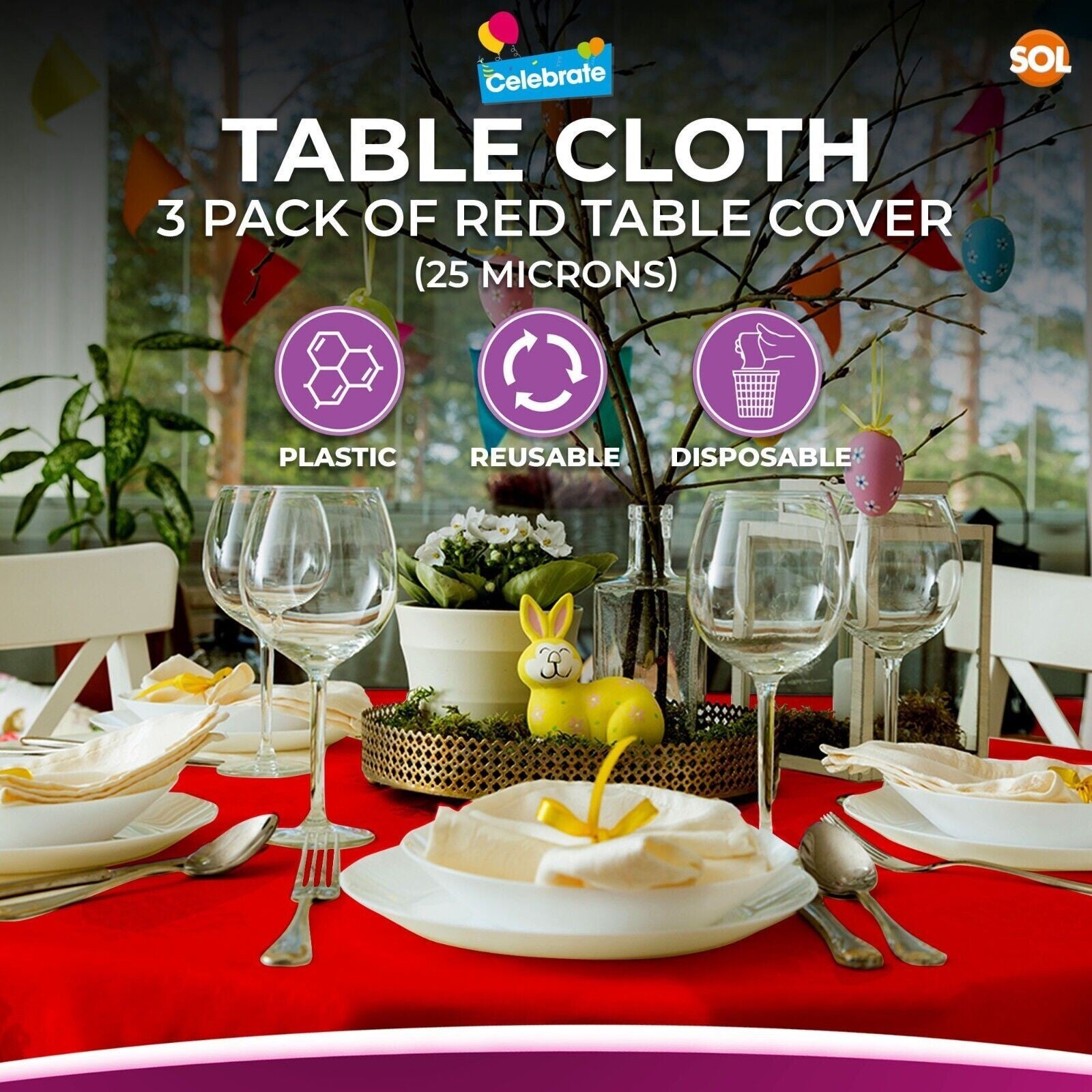 3-9 Plastic Table Covers round 1.4M Tablecloth Disposable Wipe Clean Party Cloth