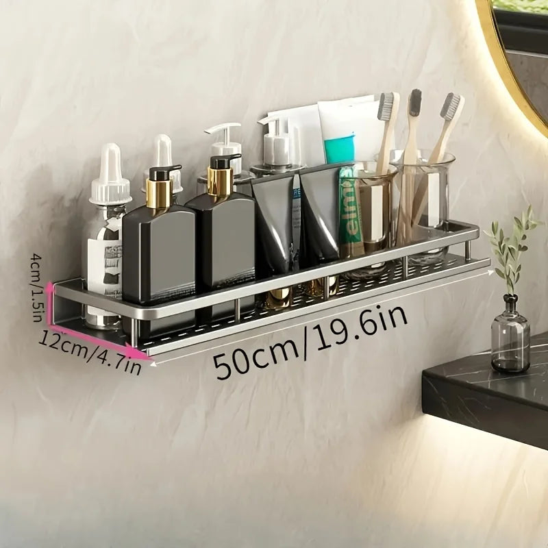 Aluminum Wall-Mounted Shelf Multifunctional Kitchen Spice Storage Rack Kitchen Space Management Solution Kitchen Accessories