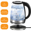 1.8L Electric Kettle Glass 360 Blue LED Illuminated Portable Jug 1500W