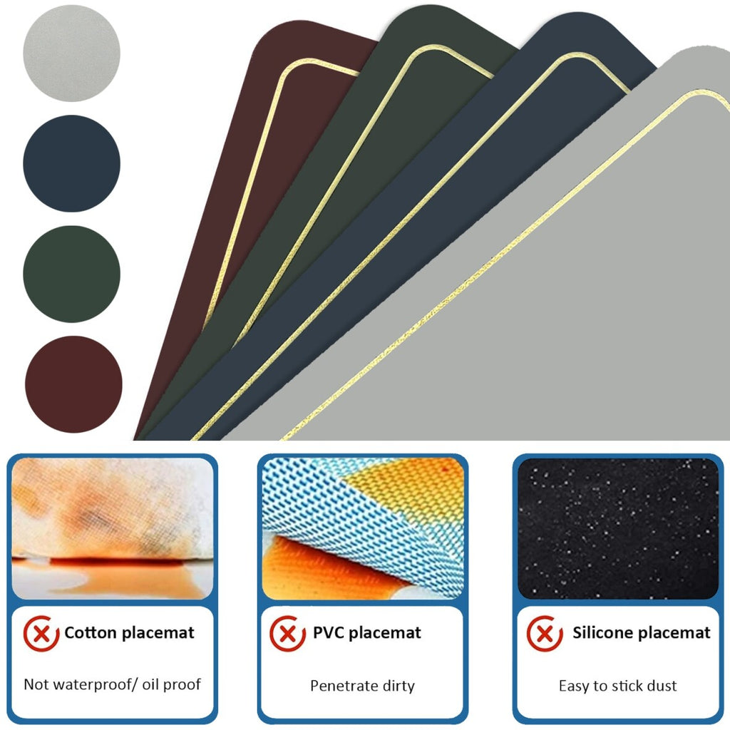 Placemats PU Leather Place Mats and Coasters Sets of 4 Waterproof Table Xmas