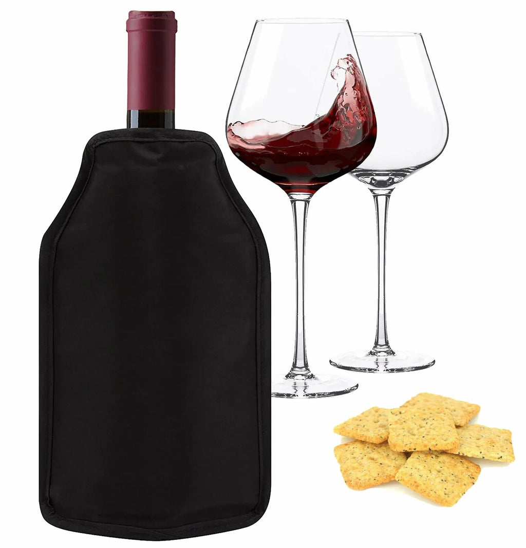 Wine Bottle Cooler Sleeve Slipon Cooling Sleeve Chiller Gel Pad Black Cool Bag