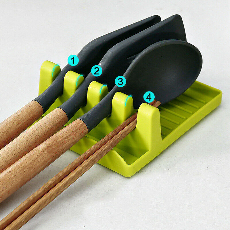 Silicone Utensil Rest – Multi-Functional Spoon & Spatula Holder with 4 Slots