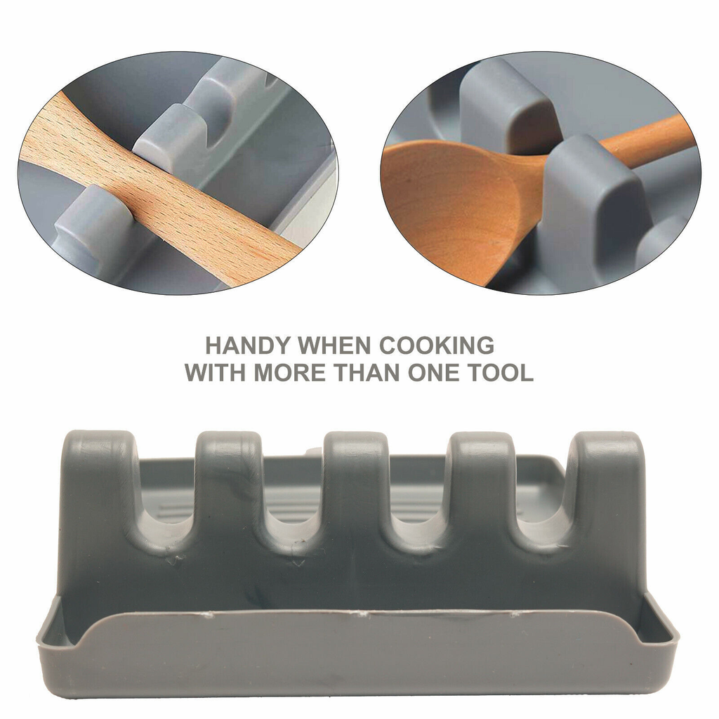 Silicone Utensil Rest – Multi-Functional Spoon & Spatula Holder with 4 Slots