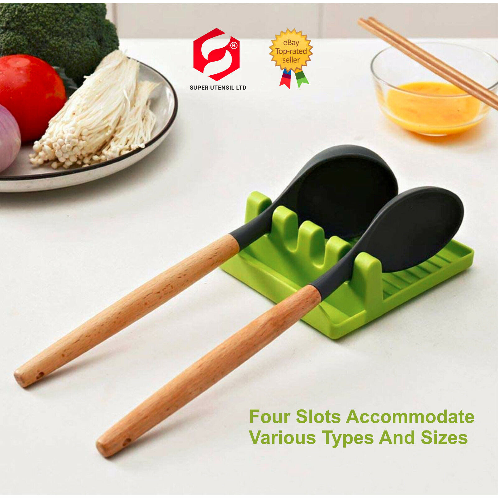 Silicone Utensil Rest – Multi-Functional Spoon & Spatula Holder with 4 Slots