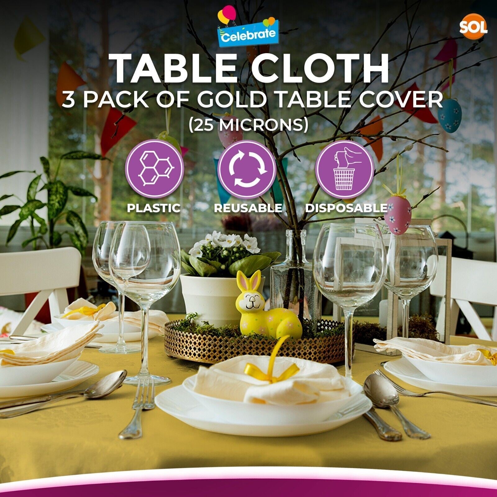 3-9 Plastic Table Covers round 1.4M Tablecloth Disposable Wipe Clean Party Cloth