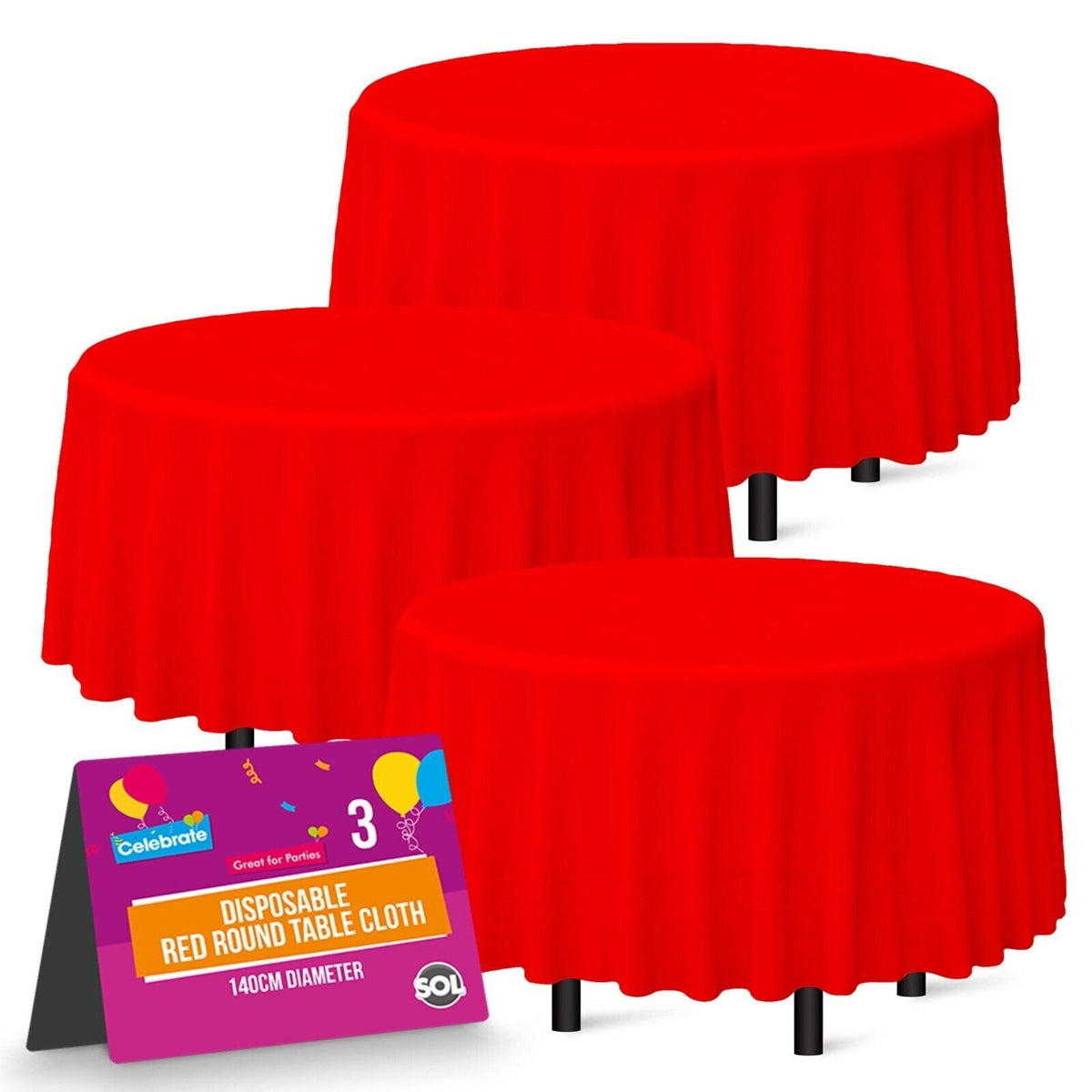3-9 Plastic Table Covers round 1.4M Tablecloth Disposable Wipe Clean Party Cloth