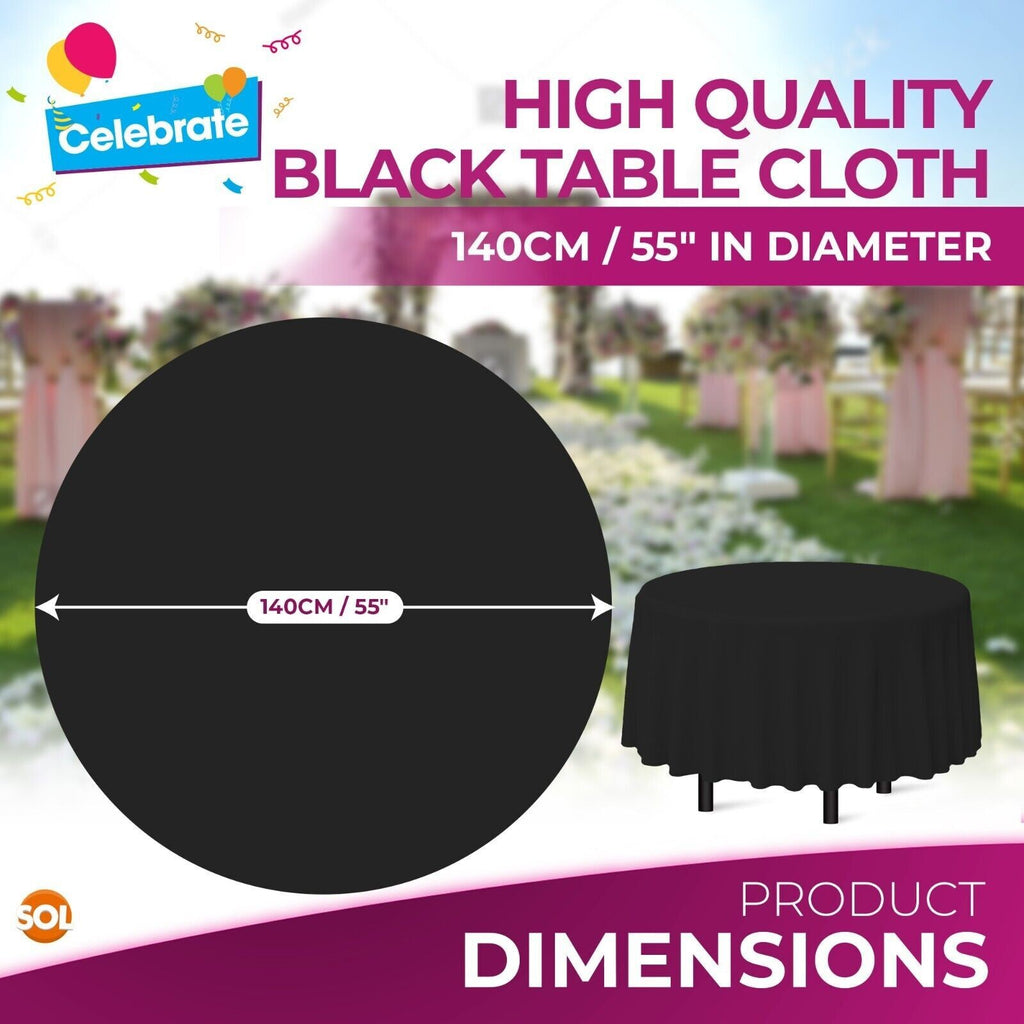 3-9 Plastic Table Covers round 1.4M Tablecloth Disposable Wipe Clean Party Cloth