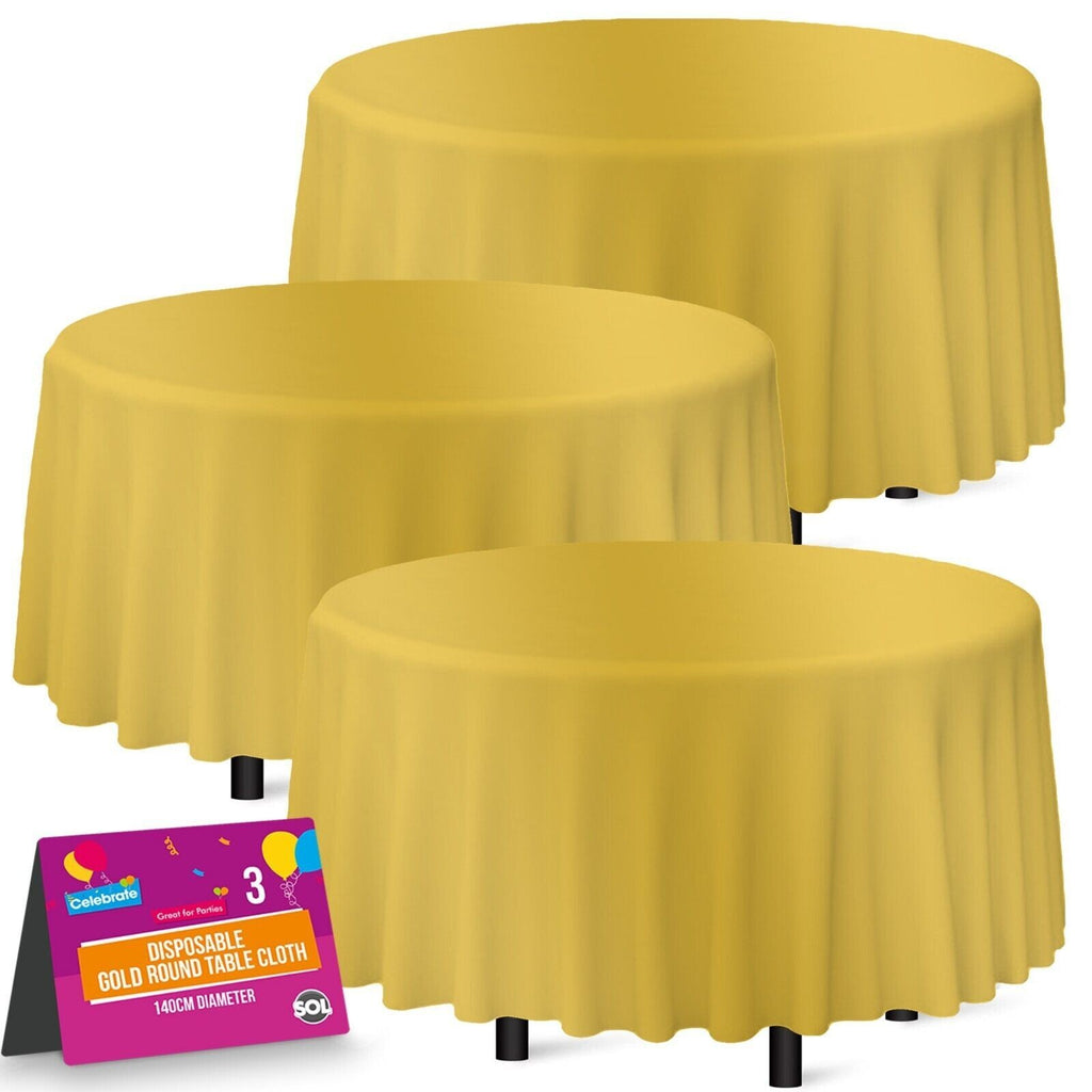 3-9 Plastic Table Covers round 1.4M Tablecloth Disposable Wipe Clean Party Cloth