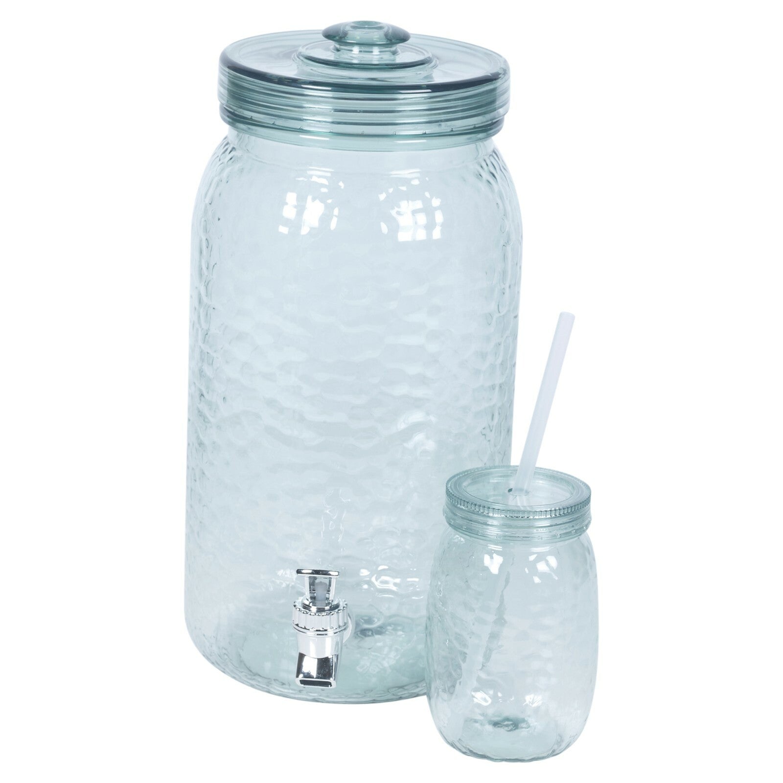 Large Clear 5 Litre Beverage Cocktail Drink Punch Dispenser Set 6 Drinking Cups