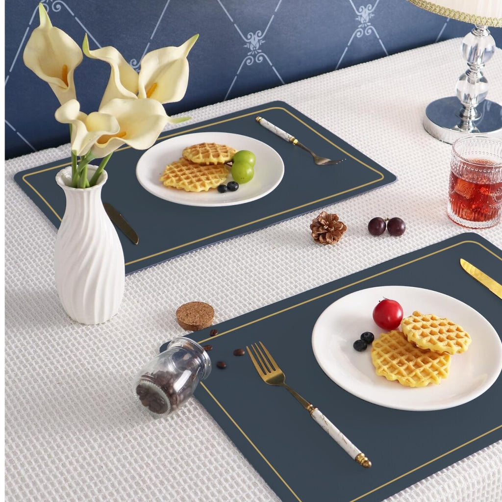 Placemats PU Leather Place Mats and Coasters Sets of 4 Waterproof Table Xmas