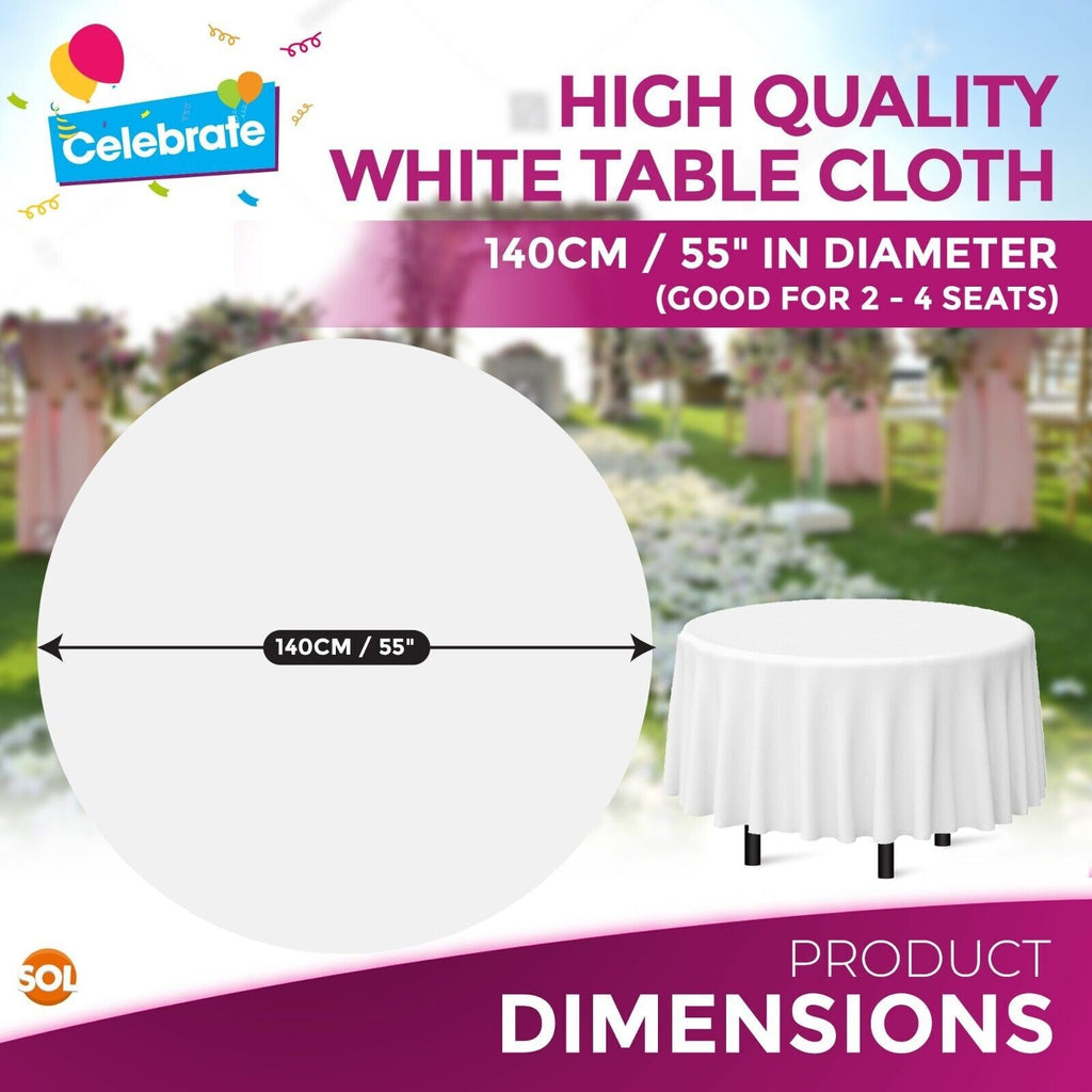 3-9 Plastic Table Covers round 1.4M Tablecloth Disposable Wipe Clean Party Cloth