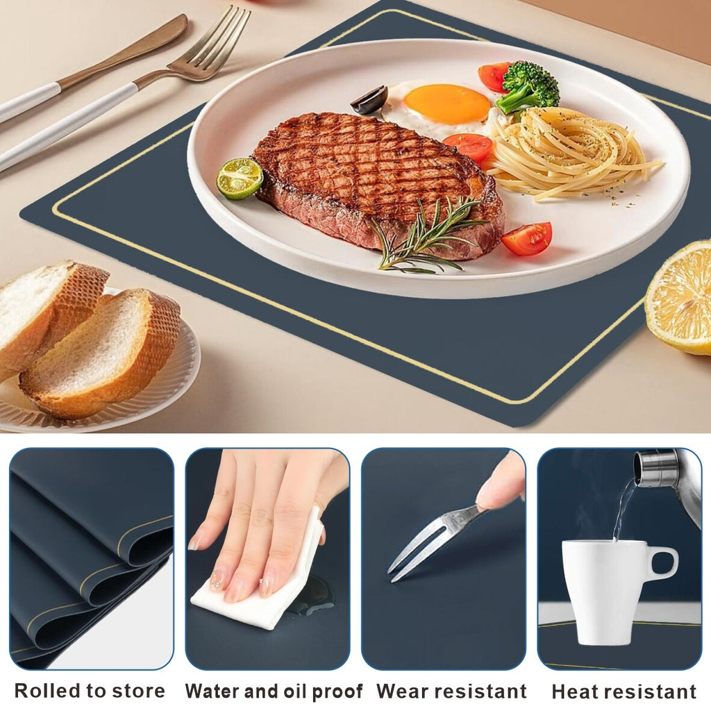 Placemats PU Leather Place Mats and Coasters Sets of 4 Waterproof Table Xmas