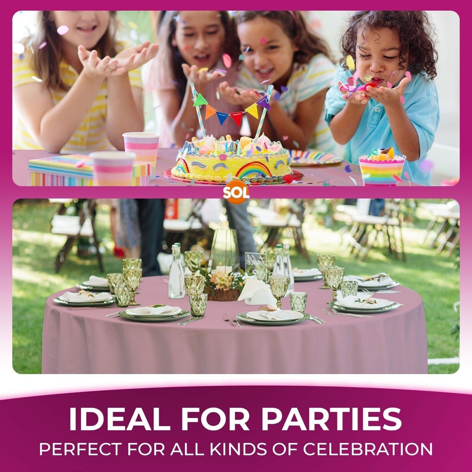 3-9 Plastic Table Covers round 1.4M Tablecloth Disposable Wipe Clean Party Cloth