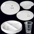 Strong White Plastic Dinner Plates Party round Disposable Plates Bowls Water Cup