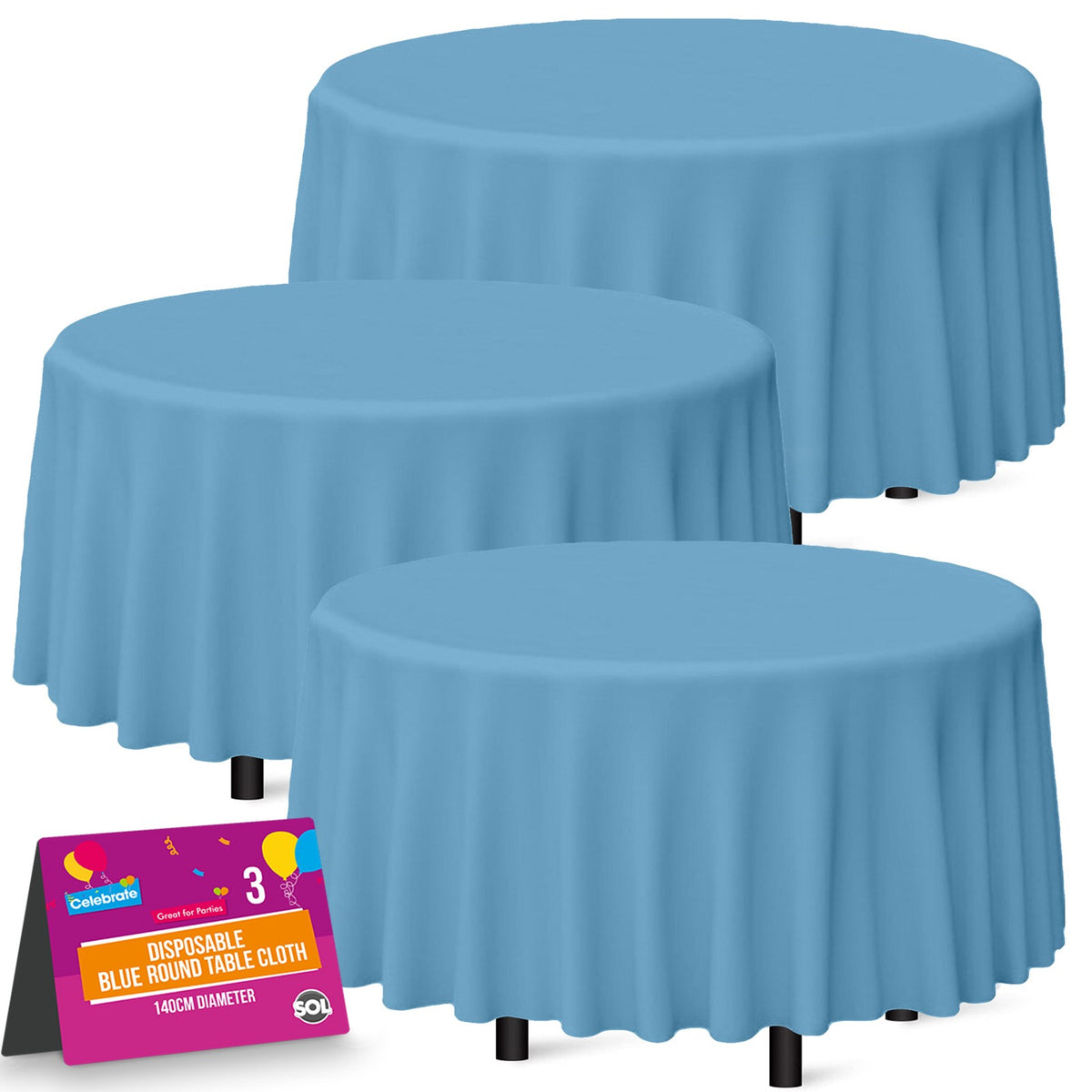 3-9 Plastic Table Covers round 1.4M Tablecloth Disposable Wipe Clean Party Cloth