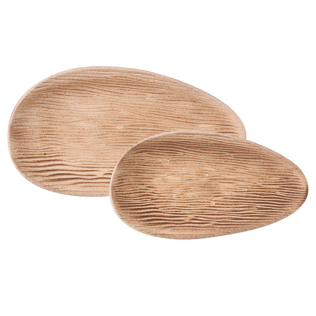2 Wooden Oval Serving Trays Tea Food Candle Home Decorative Centrepiece Plates