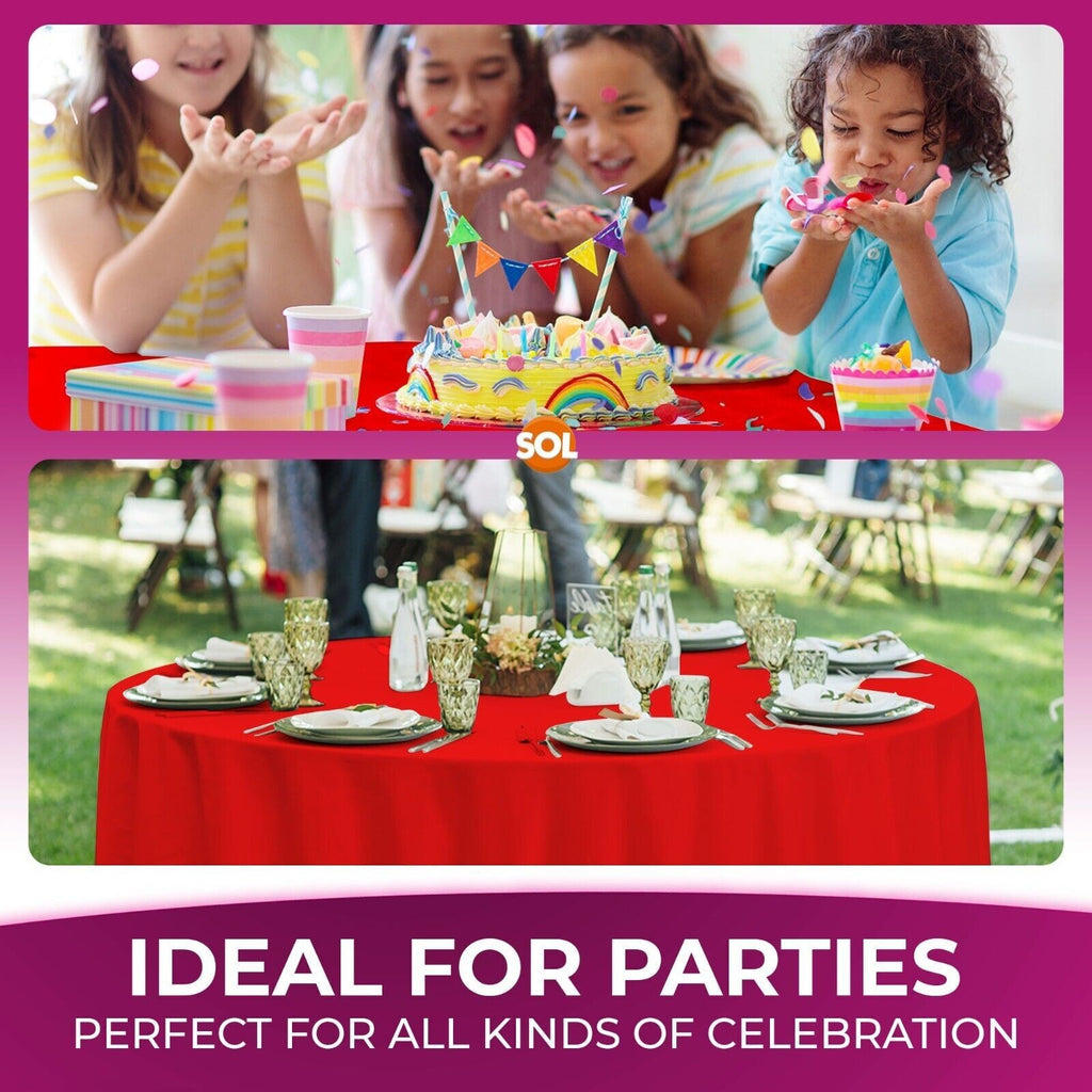 3-9 Plastic Table Covers round 1.4M Tablecloth Disposable Wipe Clean Party Cloth
