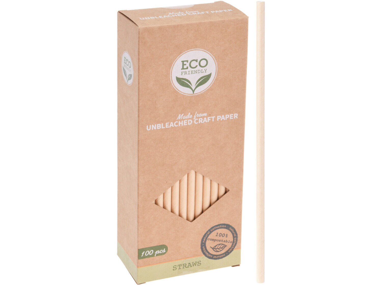 Kraft Paper Drinking Straws Brown Party Wedding Strong Thick Straw Full Size Eco