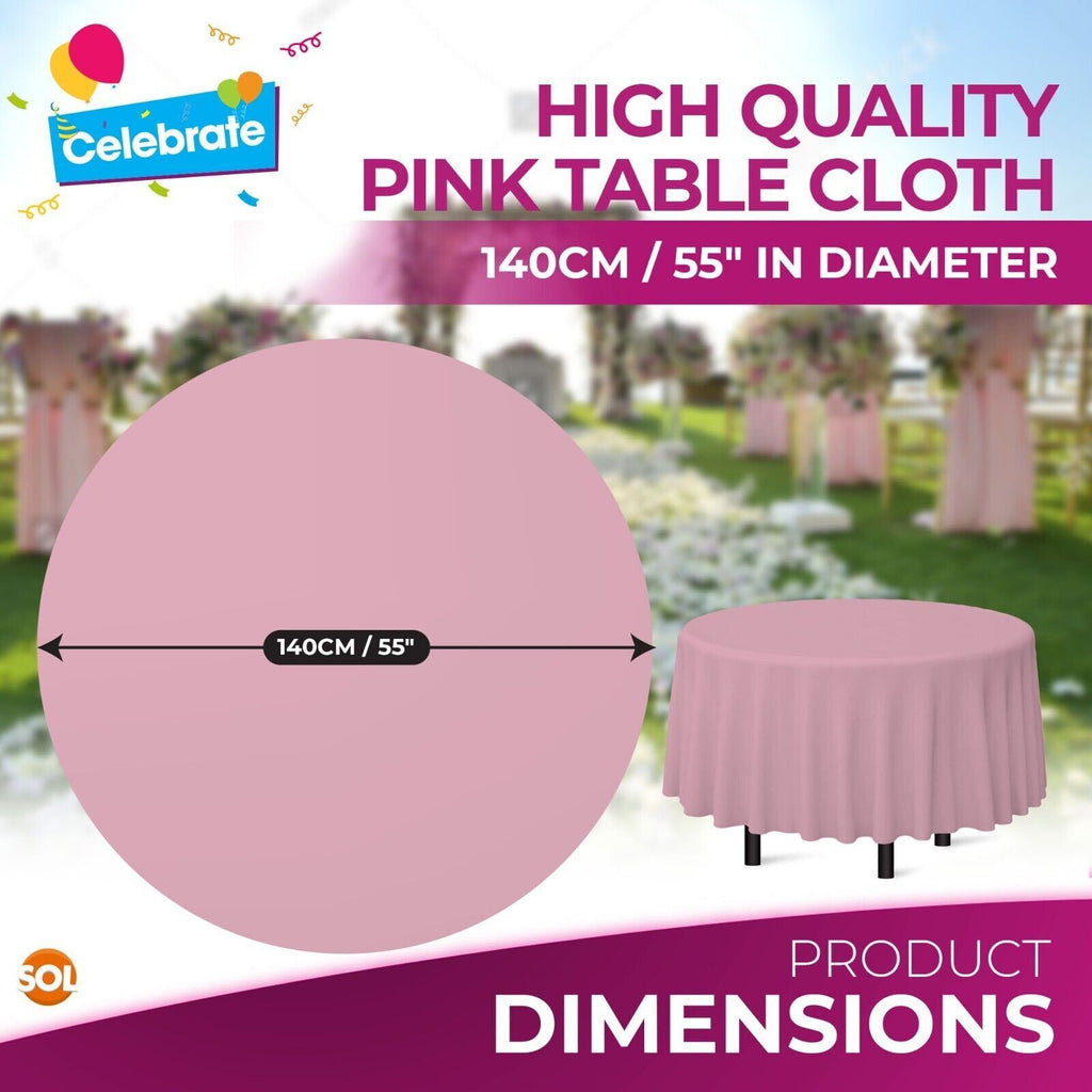 3-9 Plastic Table Covers round 1.4M Tablecloth Disposable Wipe Clean Party Cloth