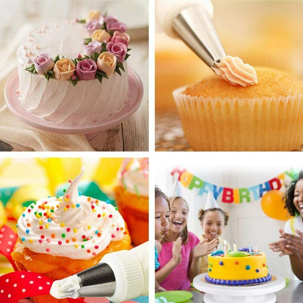 Cake Decorating Set – Rotating Turntable, Piping Nozzles, Bags, Icing Smoothers