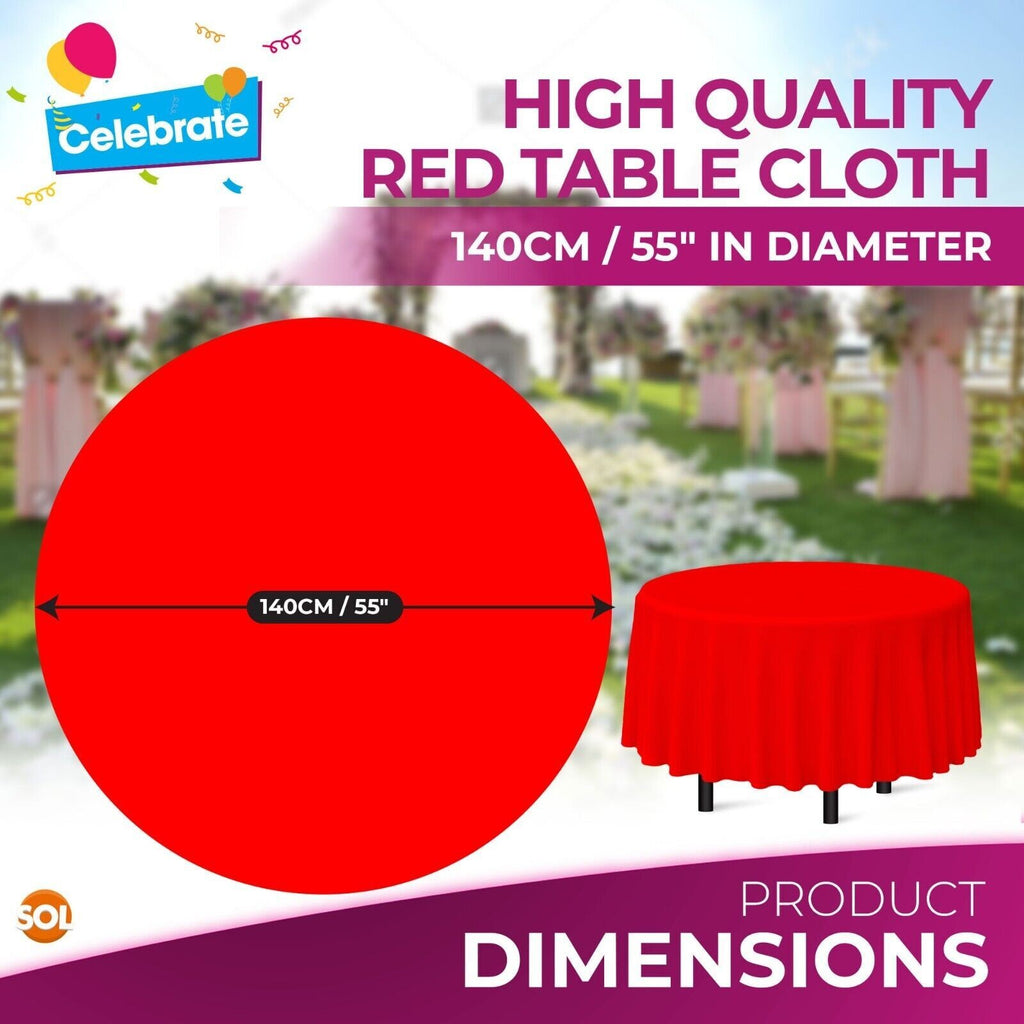 3-9 Plastic Table Covers round 1.4M Tablecloth Disposable Wipe Clean Party Cloth