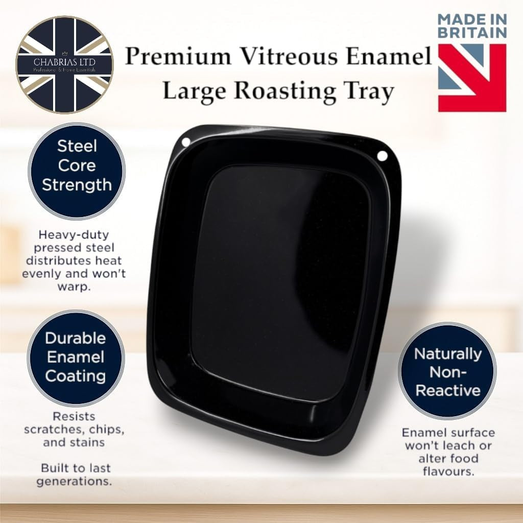 38Cm Extra Large Enamel Roasting Tray Turkey Tin UK Made Heavy Duty